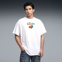 PUMA Men Printed Crew Neck Cotton Blend White T-Shirt