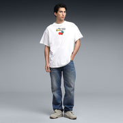 PUMA Men Printed Crew Neck Cotton Blend White T-Shirt