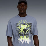 PUMA Men Printed Crew Neck Cotton Blend Grey T-Shirt