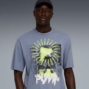 PUMA Men Printed Crew Neck Cotton Blend Grey T-Shirt