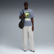PUMA Men Printed Crew Neck Cotton Blend Grey T-Shirt
