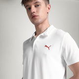 PUMA Men Solid Polo Neck Polyester White T-Shirt