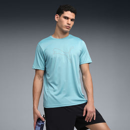 PUMA Men Solid Crew Neck Polyester Blue T-Shirt