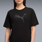 PUMA Women Printed Crew Neck Cotton Blend Black T-Shirt