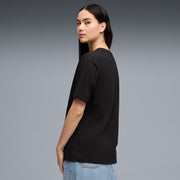 PUMA Women Printed Crew Neck Cotton Blend Black T-Shirt