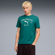 PUMA Men Typography Crew Neck Cotton Blend Green T-Shirt