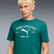 PUMA Men Typography Crew Neck Cotton Blend Green T-Shirt