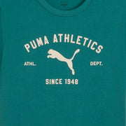 PUMA Men Typography Crew Neck Cotton Blend Green T-Shirt
