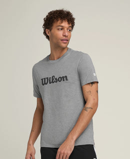 Wilson Men Logo T-Shirt Grey Crew Neck Sports Tshirt