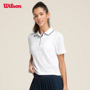 Wilson Women Cropped Tennis Polo White Collared Slim Fit Half Sleeve Sports Tshirt