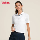 Wilson Women Cropped Tennis Polo White Collared Slim Fit Half Sleeve Sports Tshirt