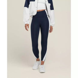 Wilson Women Legacy High Waist Colorblock Tights Navy White Sports Leggings Gym Yoga Activewear