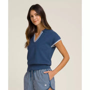 Wilson Women Swing Polo Striped V Neck Casual Knit Top