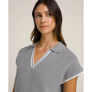 Wilson Women Swing Polo Striped V Neck Casual Knit Top