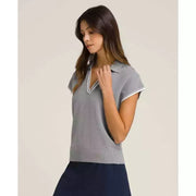 Wilson Women Swing Polo Striped V Neck Casual Knit Top