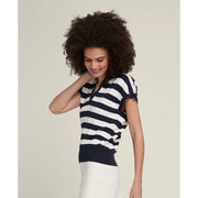 Wilson Women Swing Polo Striped V Neck Casual Knit Top