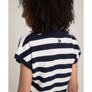 Wilson Women Swing Polo Striped V Neck Casual Knit Top
