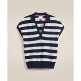 Wilson Women Swing Polo Striped V Neck Casual Knit Top