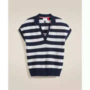 Wilson Women Swing Polo Striped V Neck Casual Knit Top