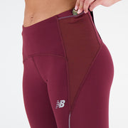 New Balance Burgundy Woman's Tights-WP21273