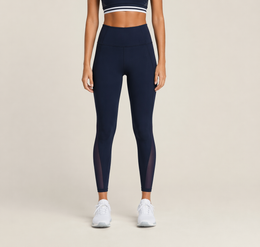 Wilson Women Legacy High Waist Tights Classic Navy Sports Leggings Gym Yoga Activewear