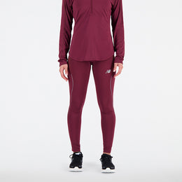 New Balance Burgundy Woman's Tights-WP21273