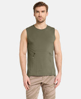 ON Men Olive Cotton Blend Sports Tshirt