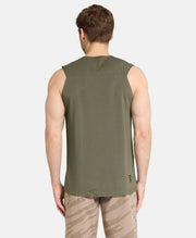 ON Men Olive Cotton Blend Sports Tshirt