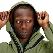 ON Men Green Polyester Blend Hooded Parka Coat Parka Coat
